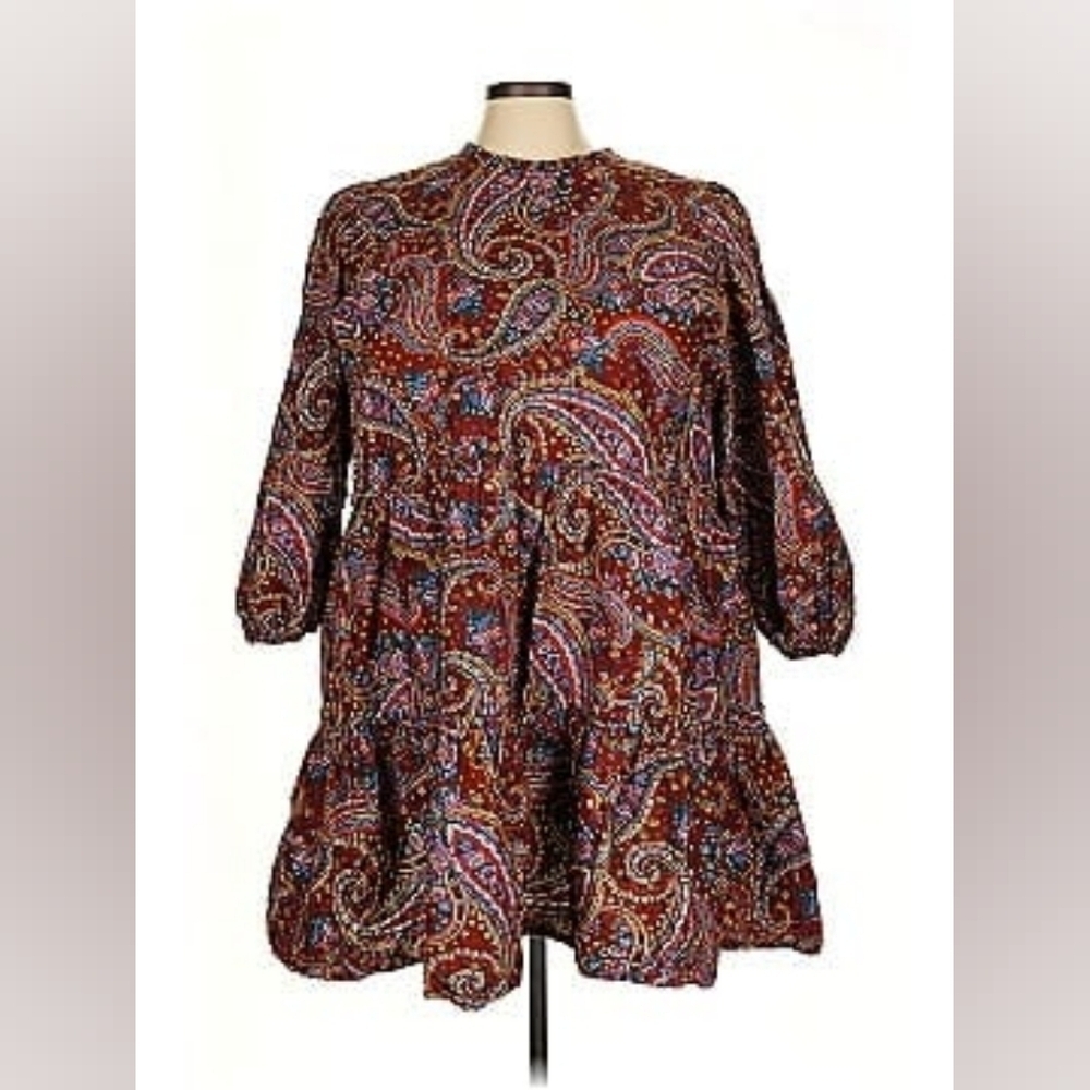 a.n.a Brown Multi Paisley Floral Prairie Lizzy Tiered Cottage XL